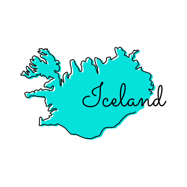地图冰岛矢量插图设计模板。图片下载