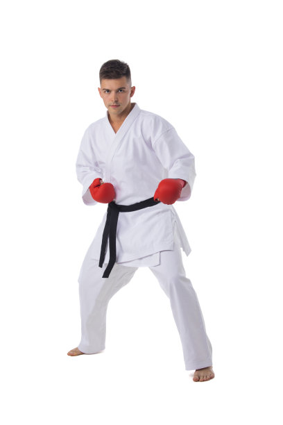 男子在白棋上训练跆拳道图片下载