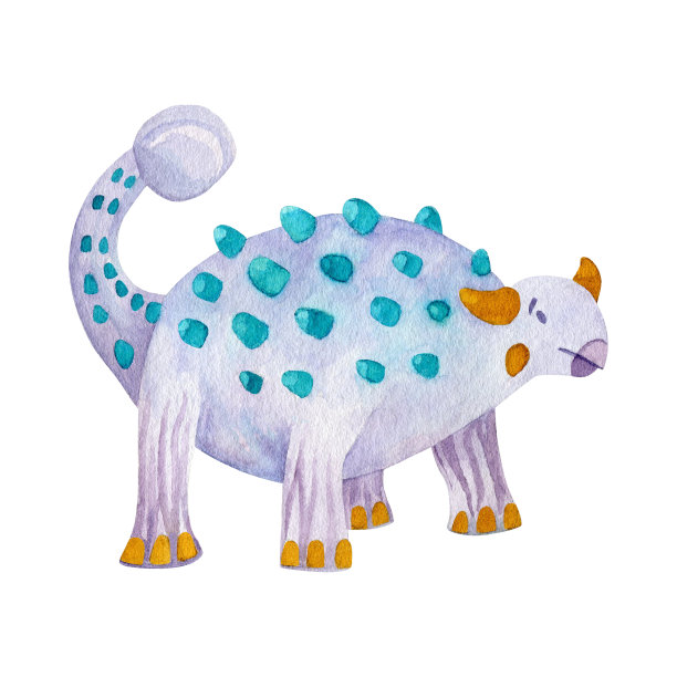 紫色恐龙剪贴艺术孤立在白色背景。图片下载