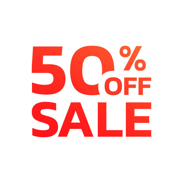 50%价格的图标，标签或标签。销售旗帜。折扣徽章或贴纸设计。矢量插图。图片下载