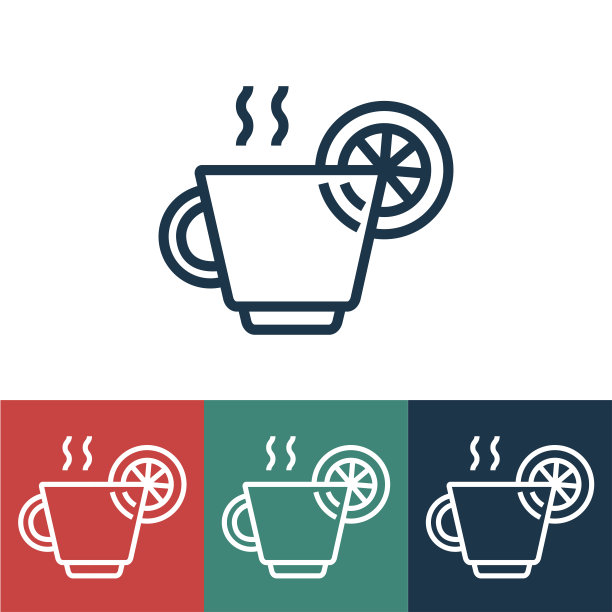 线性矢量图标与热葡萄酒在玻璃杯图片下载