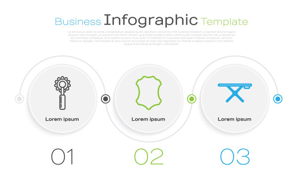 设置线切割工具，皮革和熨衣板。业务信息模板。向量图片下载