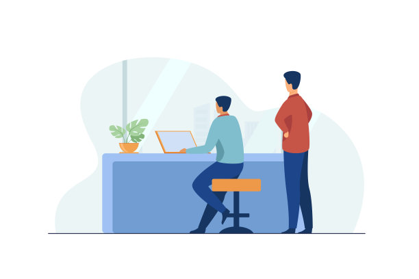 一个人在电脑上工作，老板在旁边看着图片下载