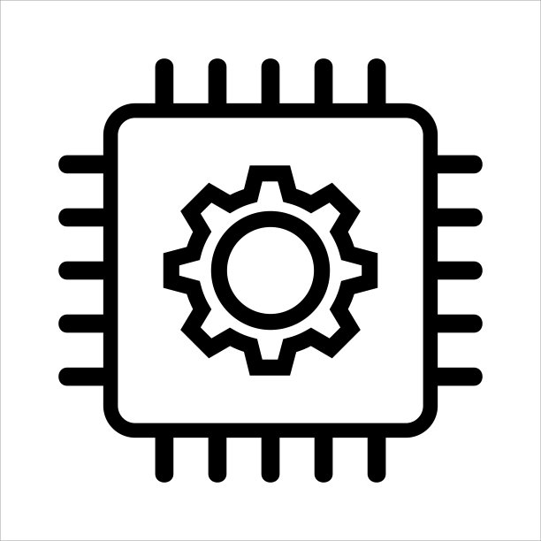 电脑CPU图标矢量素材：带设置齿轮的CPU轮廓图标图片下载