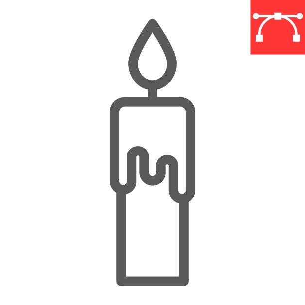蜡烛线图标，感恩节和圣诞节，蜡烛符号矢量图形，可编辑的笔画线性图标，eps 10。图片下载