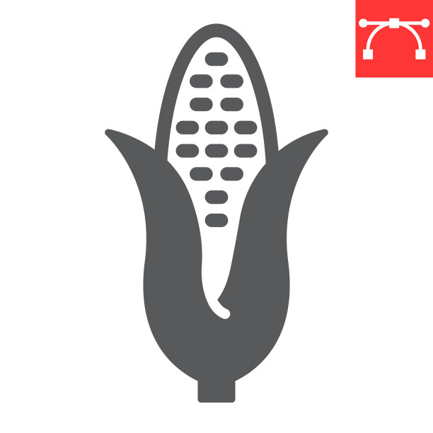 玉米字形图标，感恩节和甜玉米，玉米矢量图形，可编辑笔画实心图标，EPS 10图片下载