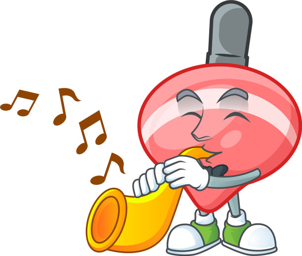 卡通风格的中国红顶玩具与喇叭图片下载