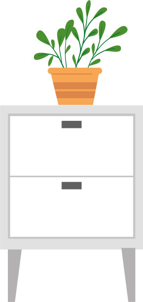 木质抽屉家具与室内植物图片下载