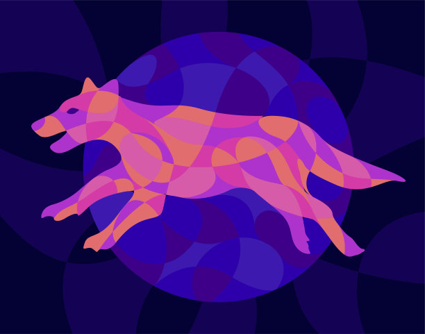 彩色的艺术与闪亮的霓虹灯狗图片下载