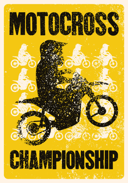 摩托车越野赛印刷复古垃圾海报图片下载