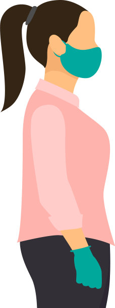 侧视图年轻的褐发女人戴着医用面具图片下载