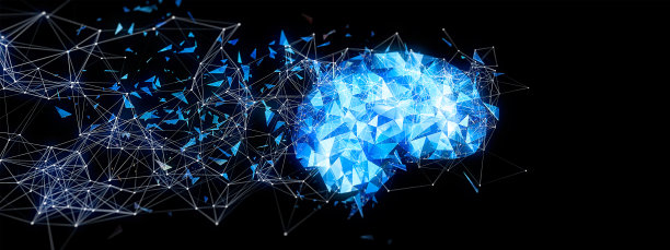 三维抽象蓝色插画人工智能与科学技术的概念图片下载