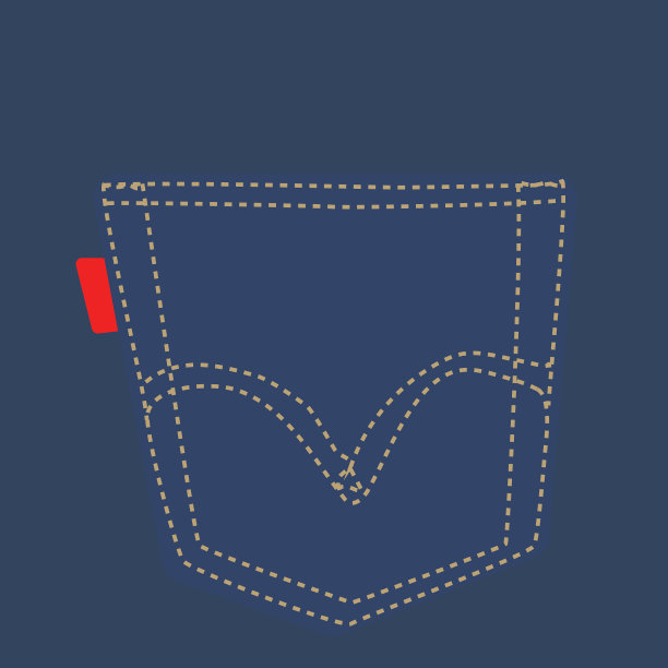 蓝色牛仔裤后口袋纹理红色标签图片下载