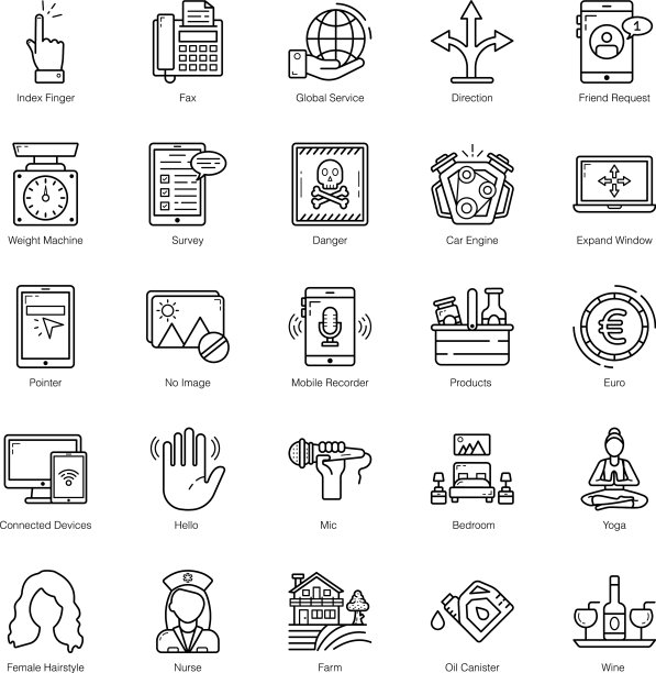 商业和商业线轮廓图标包图片下载