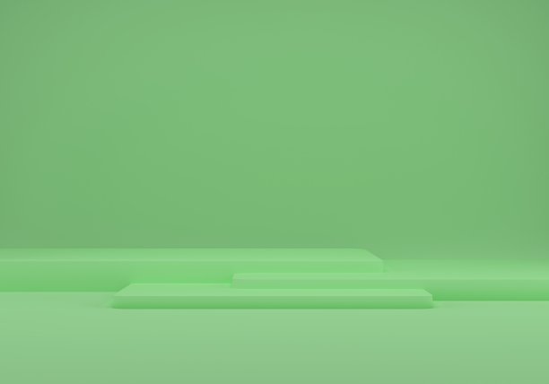 3d渲染工作室与几何形状，讲台在地板上。产品展示平台，模拟背景。图片下载