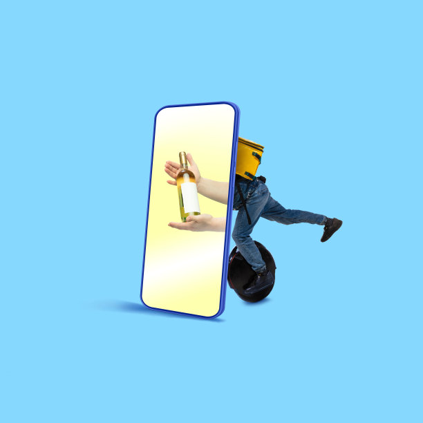 帅气的送货员直接从智能手机的屏幕下订单，快速送货理念图片下载