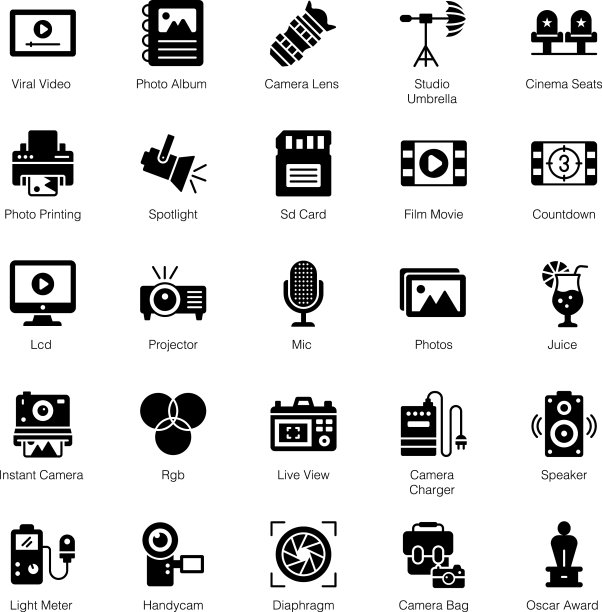 电影设备字形轮廓图标图片下载