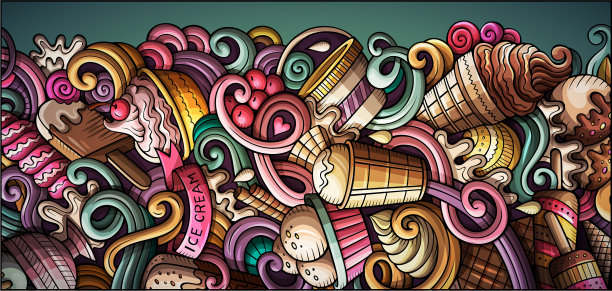 冰淇淋手绘涂鸦横幅卡通图片下载