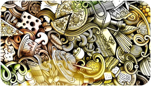 意大利美食手绘涂鸦横幅卡通图片下载