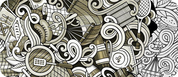 野餐手绘涂鸦横幅卡通详细图片下载