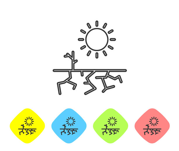 灰色线干旱图标孤立在白色图片下载