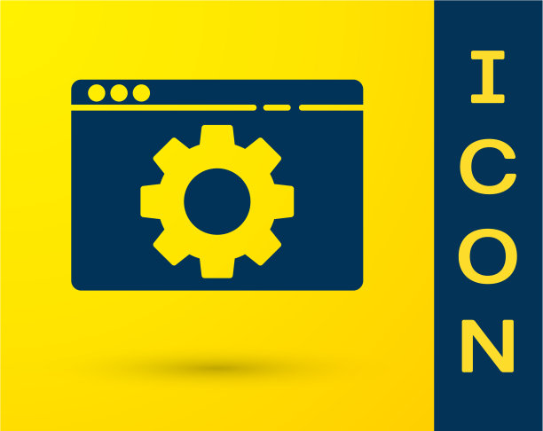 蓝色浏览器设置图标隔离在黄色图片下载