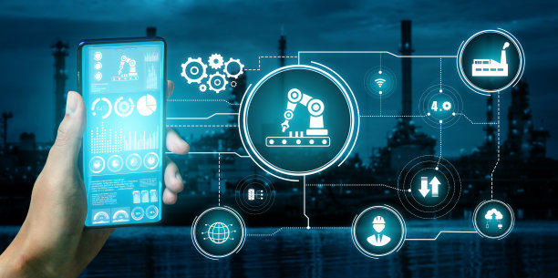 工业4.0技术概念——第四次工业革命的智能工厂图片下载