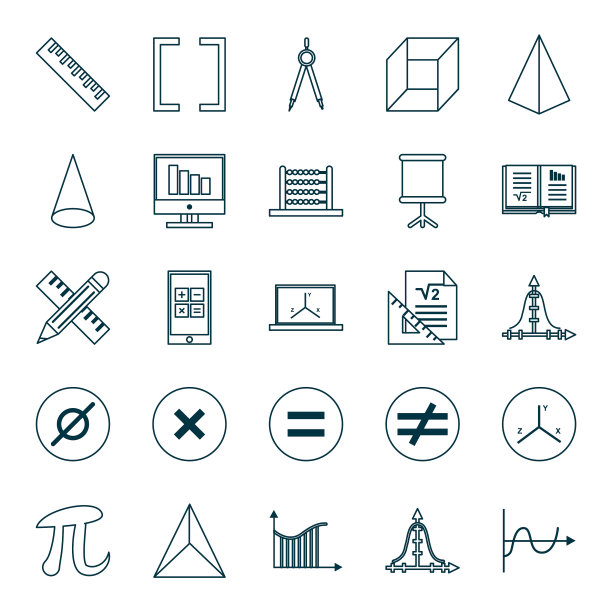 数学线条风格图标集设计图片下载