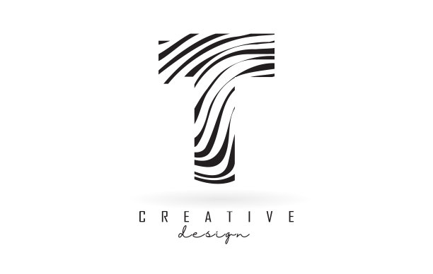 黑白斑马t字标志设计图片下载