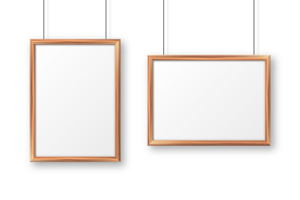 墙上挂着一幅逼真的空白木画图片下载