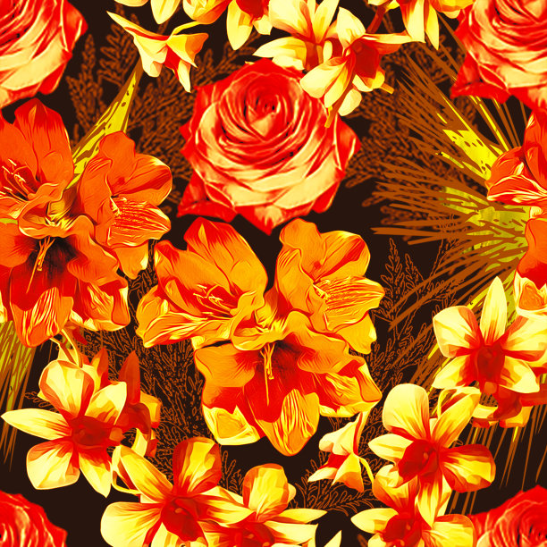 圣诞花束1个无缝图案，花卉插画。图片下载