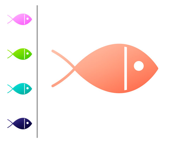 珊瑚基督教鱼标志图标孤立在白色图片下载