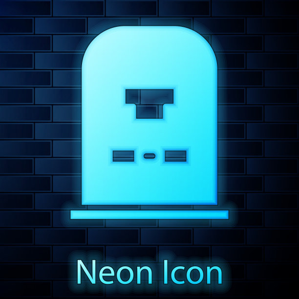 发光的霓虹灯墓碑上写着撕裂的图标图片下载