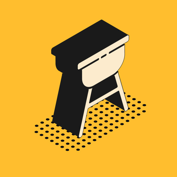 等距烧烤架图标孤立在黄色图片下载