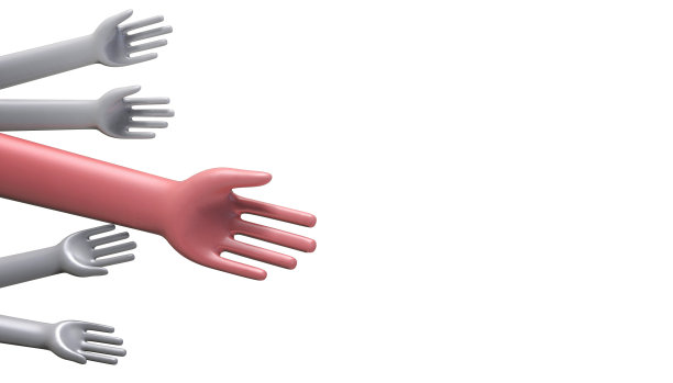 业务握手支持概念孤立和白色背景。纸艺术- 3d渲染图片下载
