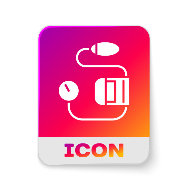 白色上孤立的白色血压图标图片下载