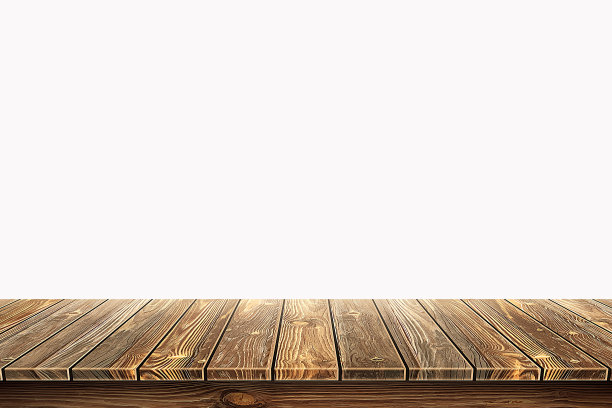 3D渲染，木制桌面在孤立的白色背景上图片下载