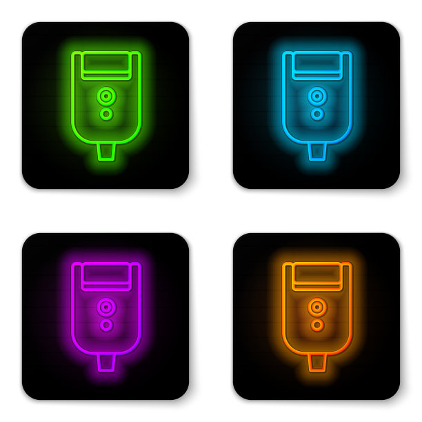 发光的霓虹线电动剃须刀片的男人图片下载