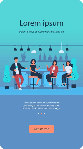 一群人在酒吧里喝葡萄酒和啤酒图片下载