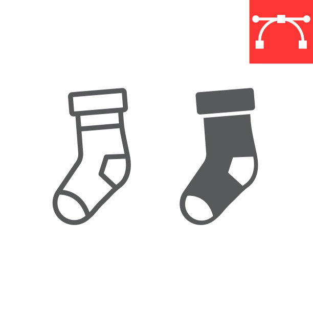 圣诞袜线条字形图标礼物矢量图图片下载