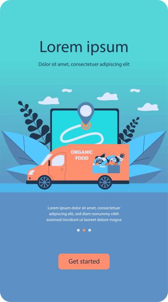 送新鲜蔬菜和水果的快递车图片下载