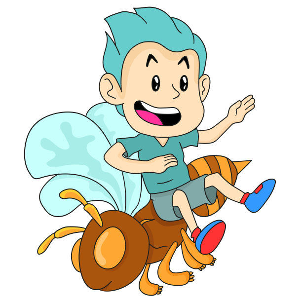 男孩骑着蜜蜂飞图片下载