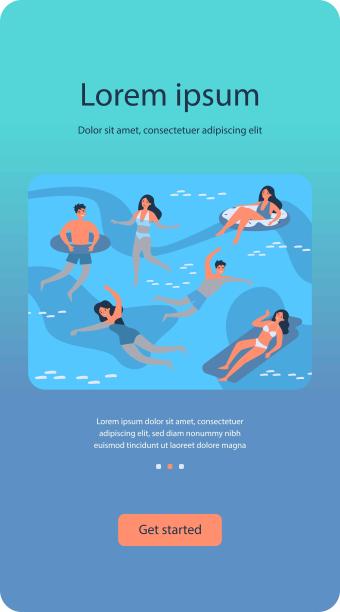 快乐的人们在大海里游泳图片下载