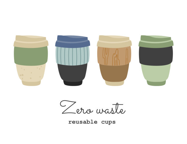 “零浪费”。一套热咖啡杯图片下载