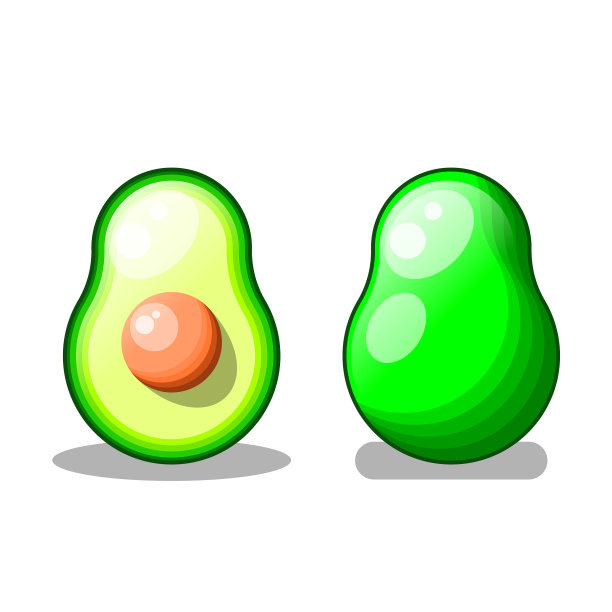 集抽象收集食物牛油果餐背景矢量设计风格全熟切半片图片下载