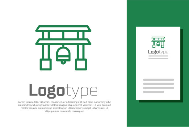 绿线日本门图标孤立在白色图片下载