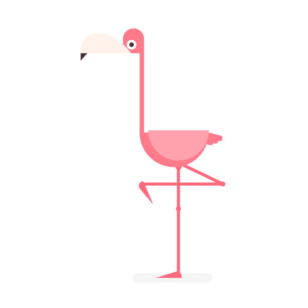 粉色火烈鸟卡通矢量插图图片下载
