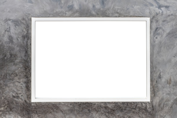 粗犷的水泥墙上白色窗框的空白。图片下载