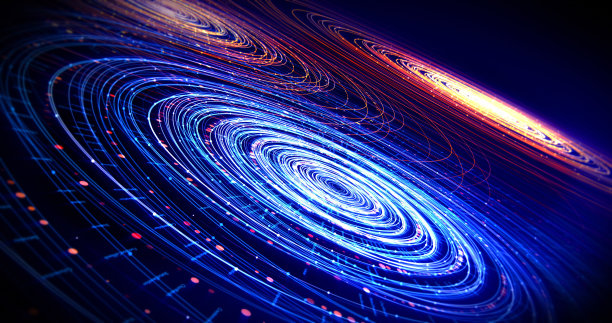 抽象圆形状数字线流动。创意背景3D插图渲染图片下载