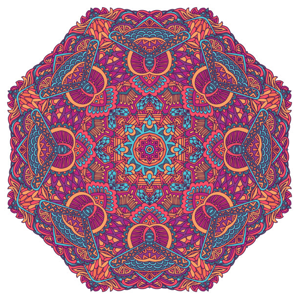 五彩缤纷的部落民族节日抽象花卉图片下载